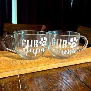 Fur Mama & Papa Glass Clear Mug Set